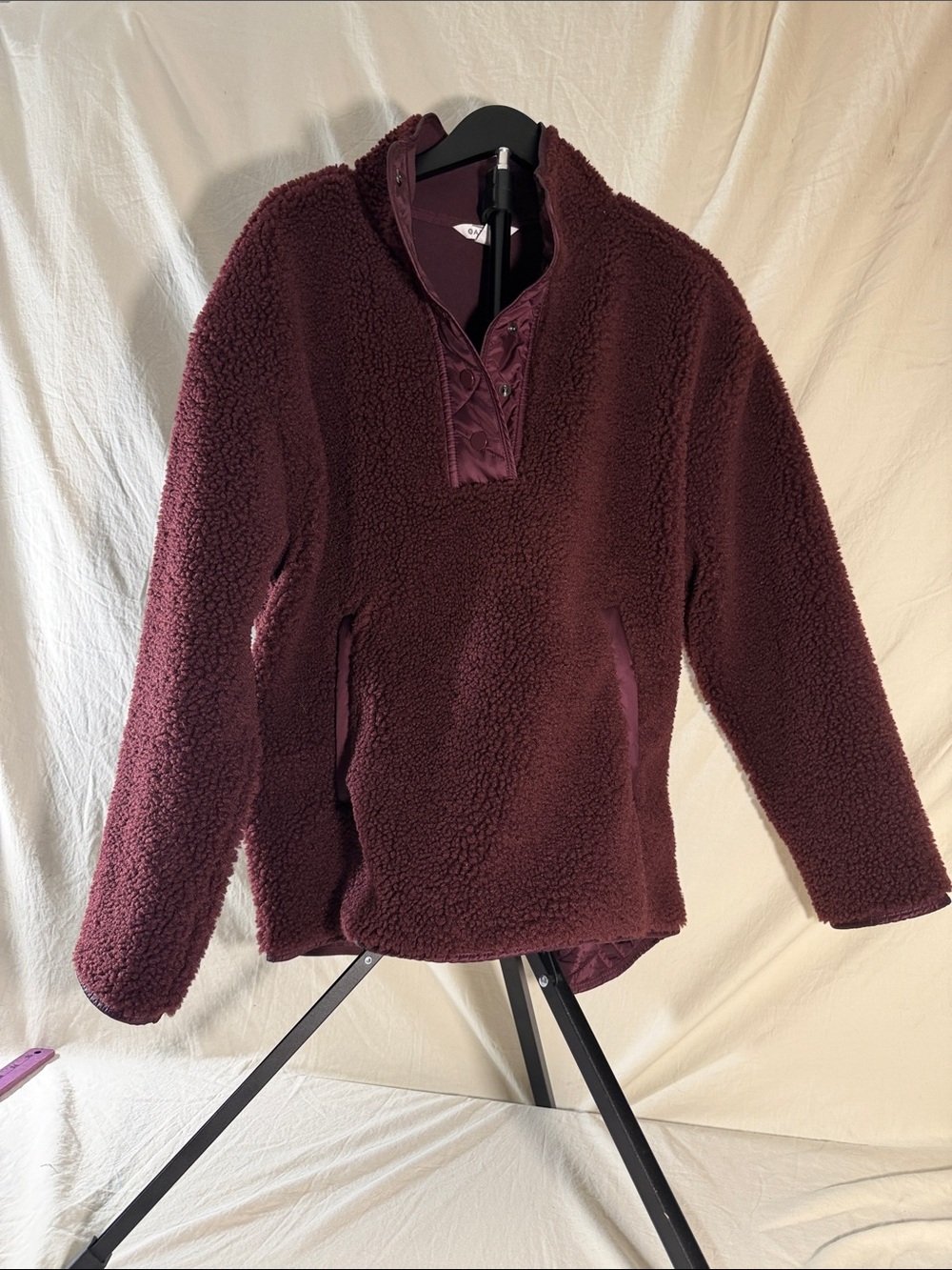 Athleta Burgundy Sherpa Quarter-Snap Pullover